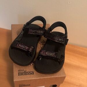 Mini Melissa Kids' Black and Glitter Sandals